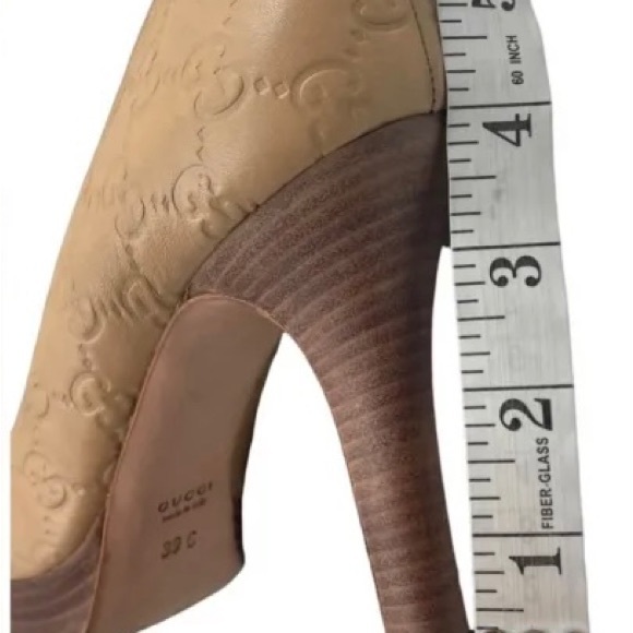 Gucci Monogram Web Horsebit Open-Toe Heel in Sand, Size 8-1/2 - Picture 9 of 9